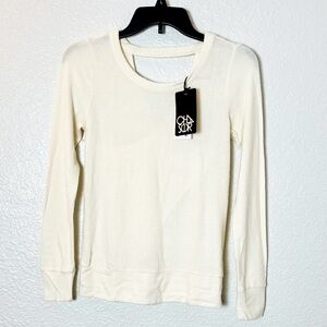 NWT Chaser Cross Back Barre Sweater in Cream